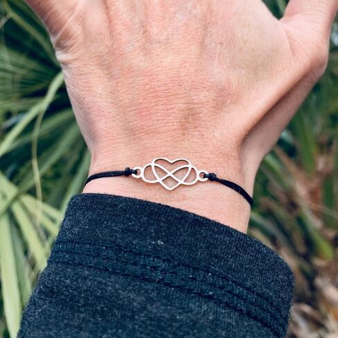 Infinity Collection Tribe Bracelet, Gift For Your Tribe, Best Friend Gift, Adjustable Silver Stainless Steel Celtic Heart Knot Friendship Cord Bracelet, Gift for Her, Gift for Friends in Saudi Arabia