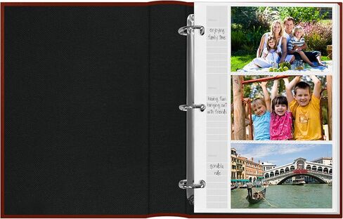 ألبوم صور Pioneer Photo 204-Pocket Ring ملزمة لمطبوعات مقاس 4 × 6 بوصة، جلد أحمر مربوط مع غطاء ذهبي in Kuwait