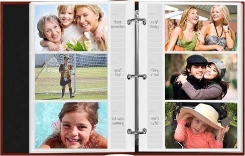 ألبوم صور Pioneer Photo 204-Pocket Ring ملزمة لمطبوعات مقاس 4 × 6 بوصة، جلد أحمر مربوط مع غطاء ذهبي in Kuwait