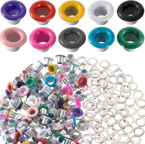 VARMDUKKE 120 Sets 3mm Metal Eyelets, 4 Colors Eyelets Grommets Kit, Round Small Eyelets with Washers, DIY Supplies Garment Accessory for Paper Crafts, Fabric Leather Belts in Kuwait