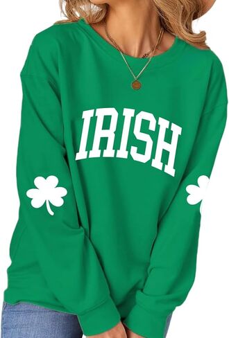 St. Patrick's Day Sweatshirt for Women Lucky Shamrock Long Sleeve Irish Shirt Ireland Pullover Tops in Saudi Arabia