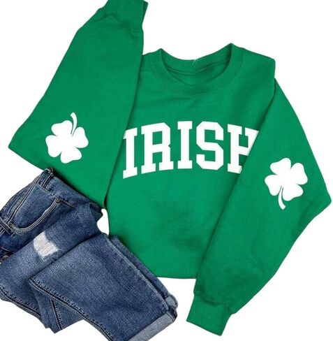 St. Patrick's Day Sweatshirt for Women Lucky Shamrock Long Sleeve Irish Shirt Ireland Pullover Tops in Saudi Arabia