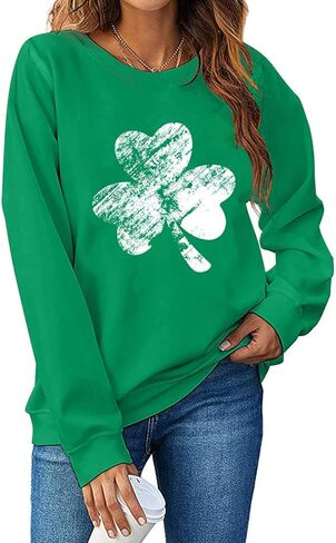 St. Patrick's Day Sweatshirt for Women Lucky Shamrock Long Sleeve Irish Shirt Ireland Pullover Tops in Saudi Arabia