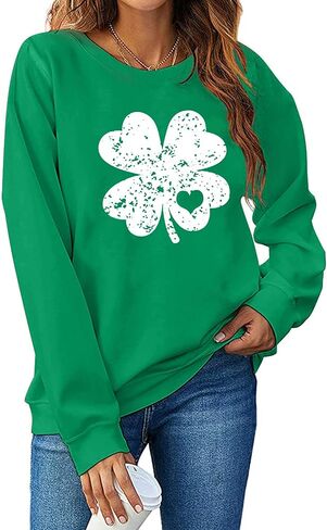St. Patrick's Day Sweatshirt for Women Lucky Shamrock Long Sleeve Irish Shirt Ireland Pullover Tops in Saudi Arabia