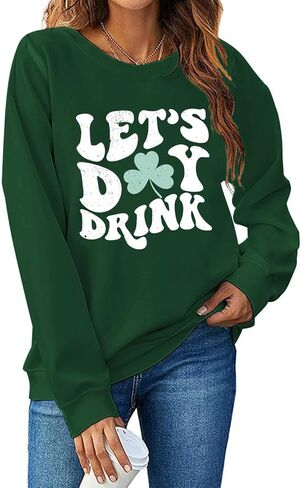 St. Patrick's Day Sweatshirt for Women Lucky Shamrock Long Sleeve Irish Shirt Ireland Pullover Tops in Saudi Arabia