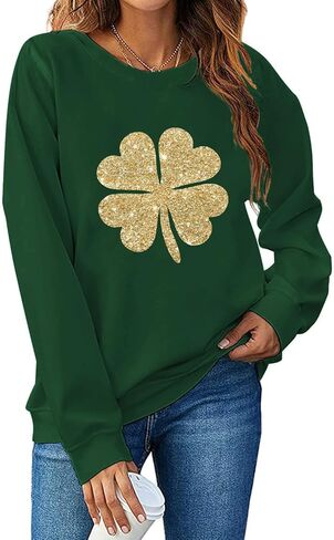 St. Patrick's Day Sweatshirt for Women Lucky Shamrock Long Sleeve Irish Shirt Ireland Pullover Tops in Saudi Arabia