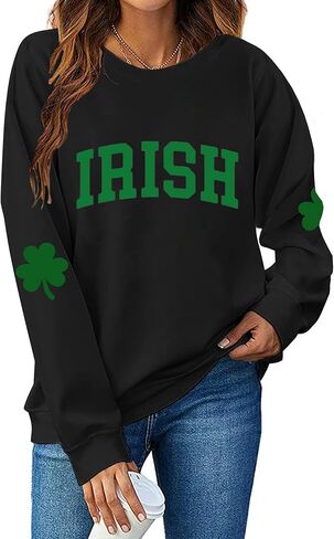 St. Patrick's Day Sweatshirt for Women Lucky Shamrock Long Sleeve Irish Shirt Ireland Pullover Tops in Saudi Arabia