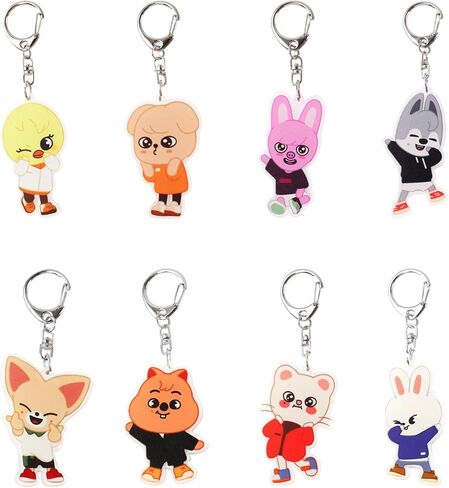 8 قطعة سلسلة مفاتيح SK-Z، سلسلة مفاتيح لطيفة من الأكريليك، حلقة مفاتيح، سلسلة مفاتيح كرتونية للجماهير الضالة in Kuwait