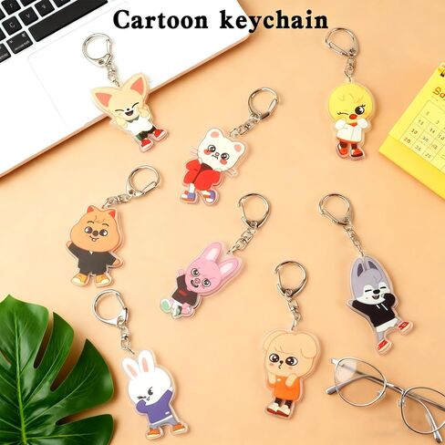 8 قطعة سلسلة مفاتيح SK-Z، سلسلة مفاتيح لطيفة من الأكريليك، حلقة مفاتيح، سلسلة مفاتيح كرتونية للجماهير الضالة in Kuwait