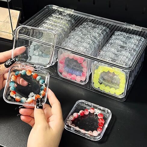 2-Pack Clear Plastic Jewelry Storage – 8.5cm*8.5cm*1.8cm Mini Hinged Lidded Organizers for Earrings, Rings & Craft Supplies (Rectangular Design)‌ in Saudi Arabia