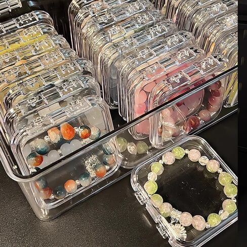 2-Pack Clear Plastic Jewelry Storage – 8.5cm*8.5cm*1.8cm Mini Hinged Lidded Organizers for Earrings, Rings & Craft Supplies (Rectangular Design)‌ in Saudi Arabia