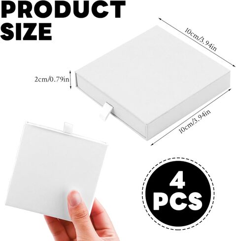 4 Pack Square Drawer Type Jewelry Gift Boxes, 4" x 4" Cardboard Jewelry Display Case, Paper Jewelry Boxes Drawer for Necklace Bracelet Earring Packaging Storage (White) in Saudi Arabia