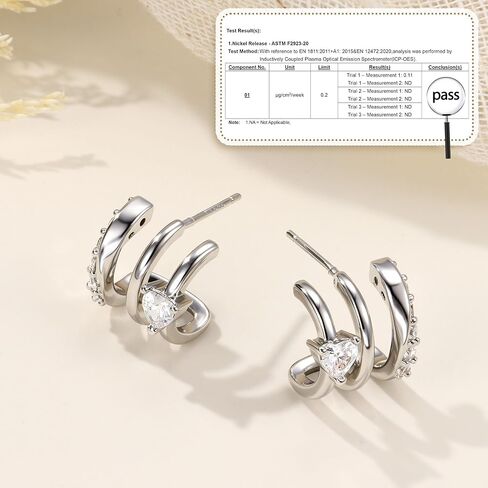 MILACOLATO S925 Sterling Silver Earrings Hypoallergenic 14K Gold Plated Triple Hoop Huggie Illusion Stud Earrings for Women Trendy Multi Hoops Claw Earrings for One Hole Lightweight Jewelry Gift in Saudi Arabia