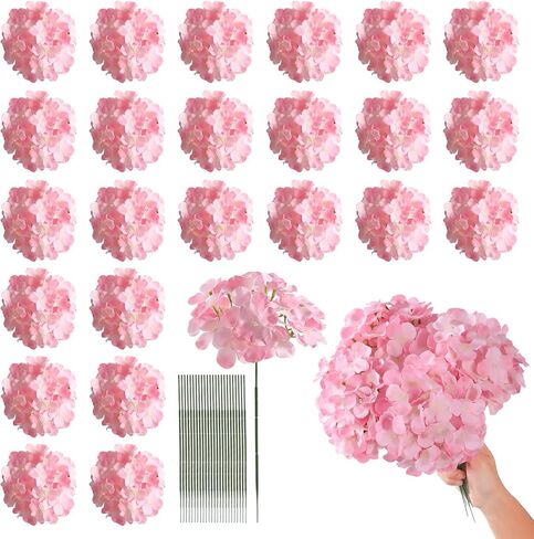 Tifuly 24 Pcs White Hydrangea Artificial Flowers Bulk, Faux Hydrangea Full Flowers Heads with Stems, Fake Silk Flowers for Wedding, Garden, Home, Party Decoration in Saudi Arabia