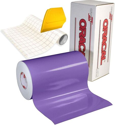 651 High Gloss Craft Adhesive Vinyl 15ft x 1ft Roll w/Free 12" x 24" Roll of Transfer Paper and Hard Yellow Detailer Squeegee (Black) in Kuwait