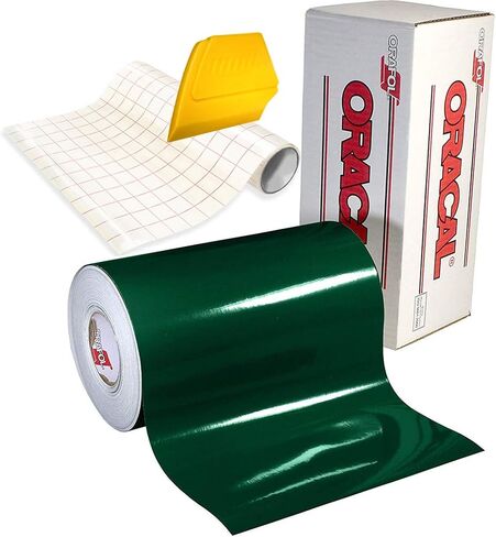 651 High Gloss Craft Adhesive Vinyl 15ft x 1ft Roll w/Free 12" x 24" Roll of Transfer Paper and Hard Yellow Detailer Squeegee (Black) in Kuwait