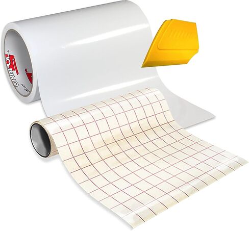 651 High Gloss Craft Adhesive Vinyl 15ft x 1ft Roll w/Free 12" x 24" Roll of Transfer Paper and Hard Yellow Detailer Squeegee (Black) in Kuwait
