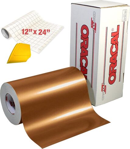 651 High Gloss Craft Adhesive Vinyl 15ft x 1ft Roll w/Free 12" x 24" Roll of Transfer Paper and Hard Yellow Detailer Squeegee (Black) in Kuwait