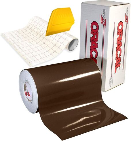 651 High Gloss Craft Adhesive Vinyl 15ft x 1ft Roll w/Free 12" x 24" Roll of Transfer Paper and Hard Yellow Detailer Squeegee (Black) in Kuwait