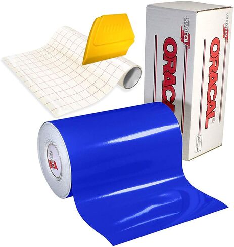 651 High Gloss Craft Adhesive Vinyl 15ft x 1ft Roll w/Free 12" x 24" Roll of Transfer Paper and Hard Yellow Detailer Squeegee (Black) in Kuwait