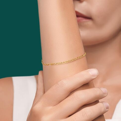 VSNPO 14K أساور الذهب للنساء أساور سلسلة ذهبية للمرأة ربط سوار للمرأة رقيقة 2.2mm سلسلة فيجارو سوار لذيذ للمرأة العصرية in Saudi Arabia