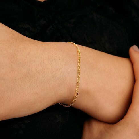 VSNPO 14K أساور الذهب للنساء أساور سلسلة ذهبية للمرأة ربط سوار للمرأة رقيقة 2.2mm سلسلة فيجارو سوار لذيذ للمرأة العصرية in Saudi Arabia