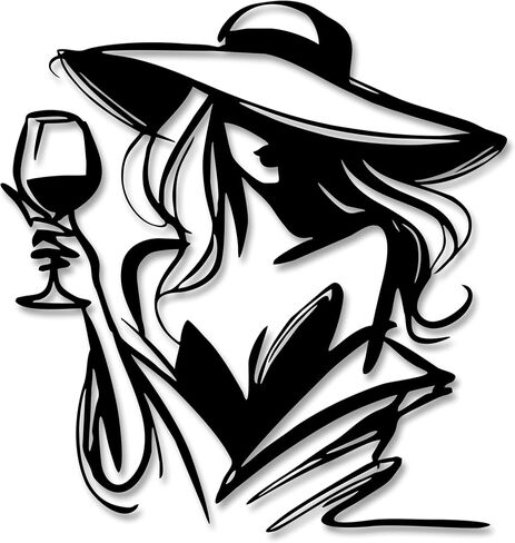 JEWLOVE Modern Home Bar Decor, Elegant Metal Sculpture of a Wine Lady, Vintage Aesthetic Wall Art for Kitchen, Dining Room & Man Cave in Kuwait