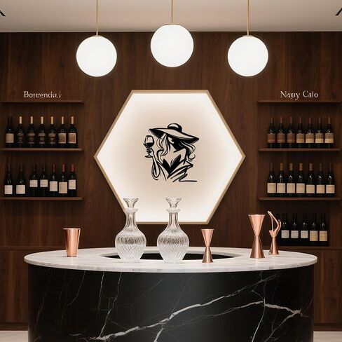 JEWLOVE Modern Home Bar Decor, Elegant Metal Sculpture of a Wine Lady, Vintage Aesthetic Wall Art for Kitchen, Dining Room & Man Cave in Kuwait