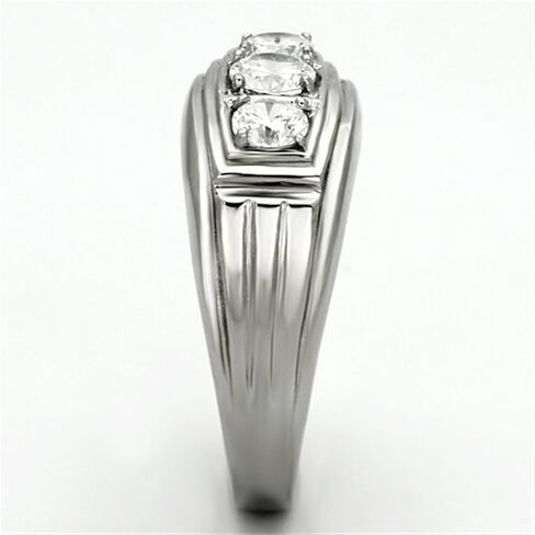 Marimor Jewelry Men's Round Cut Cubic Zirconia, Silver Stainless Steel 316 Ring Sizes 8-13 in Saudi Arabia