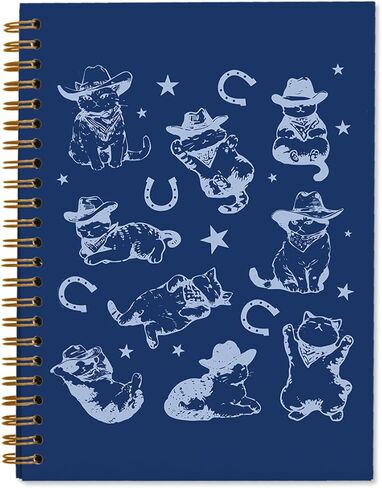 Wxhum Western Cat Spiral Notebook Journal ، Cat Mom Lovers Owners For Women ، Vintage Western Cowboy Kittens Notebooks Notebooks Journals for Work School Note ، 5.5 × 8.3 in Saudi Arabia