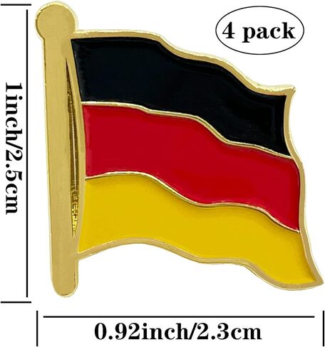 stidsds ألمانيا دبوس العلم - أعلام ألمانيا دبابيس طية صدر السترة العلم الألماني المينا طية صدر السترة دبوس الرجال النساء دعوى والتلويح شارة معدنية وطنية تذكارية قبعة حقائب الظهر الديكور (4 حزمة) in Saudi Arabia