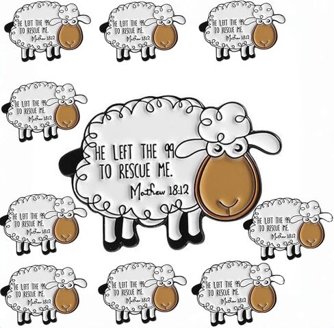 Tsidkenu 10-Pack Christian Enamel Pins Set, HE LEFT THE 99 TO RESCUE ME little sheep Enamel Pins - Stylish Christian Lapel Pins for Women. in Saudi Arabia