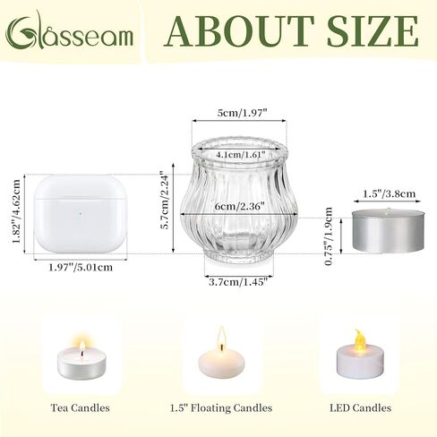 حامل شموع Tealight زجاجي من Glasseam: 12 قطعة من حاملات الشموع النذرية المضلعة الشفافة لحفلات الزفاف المركزية وحفلات زينة طاولات الكريسماس in Kuwait