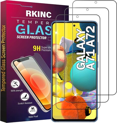 RKINC Screen Protector [4-Pack] for Samsung Galaxy A21S, Tempered Glass Film Screen Protector, 0.33mm [LifetimeWarranty][Anti-Scratch][Anti-Shatter][Bubble-Free] in Kuwait