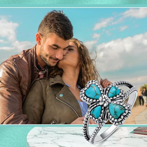 Turquoise/Moonstone Cross Ring Sterling Silver Natural Turquoise Flower Ring Navajo Tribes Style Ring for Women Her Wife in Saudi Arabia