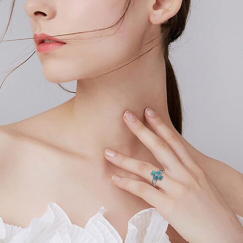 Turquoise/Moonstone Cross Ring Sterling Silver Natural Turquoise Flower Ring Navajo Tribes Style Ring for Women Her Wife in Saudi Arabia