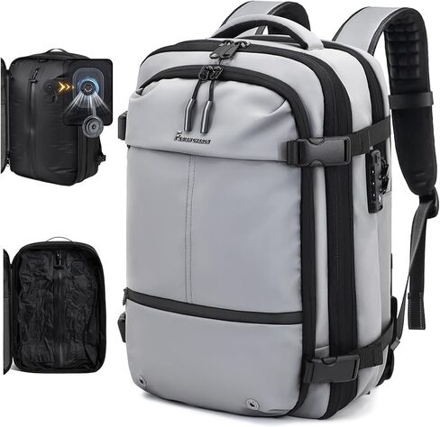 حقيبة ظهر للسفر مع نظام مكنسة كهربائية، حقيبة ظهر قابلة للتوسيع بسعة 60 لتر مع قفل TSA، حقائب ظهر للكمبيوتر المحمول مقاس 17.3 بوصة مع مكنسة كهربائية (أزرق، بدون مضخة هواء) in Kuwait