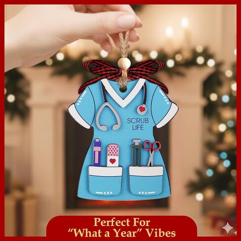 Nurse Ornaments for Christmas Tree 2025 - Nurse Gifts for Women - Gifts for Nurses Female - Nursing Ornaments for Christmas Tree - Cool Nurses Gift - Nursing School Graduation Gift - Scrub Life in Saudi Arabia