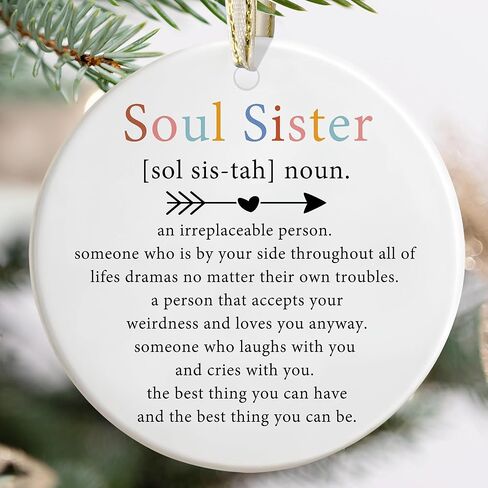Friendship Christmas Ornaments - Best Friend & Soul Sister - Irreplaceable Gifts for Friends in Saudi Arabia