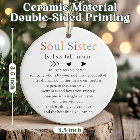 Friendship Christmas Ornaments - Best Friend & Soul Sister - Irreplaceable Gifts for Friends in Saudi Arabia