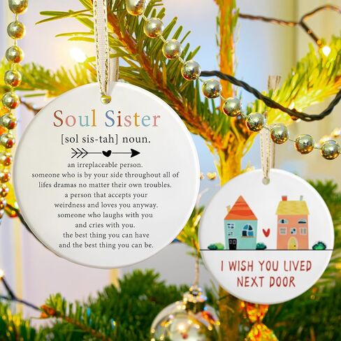 Friendship Christmas Ornaments - Best Friend & Soul Sister - Irreplaceable Gifts for Friends in Saudi Arabia