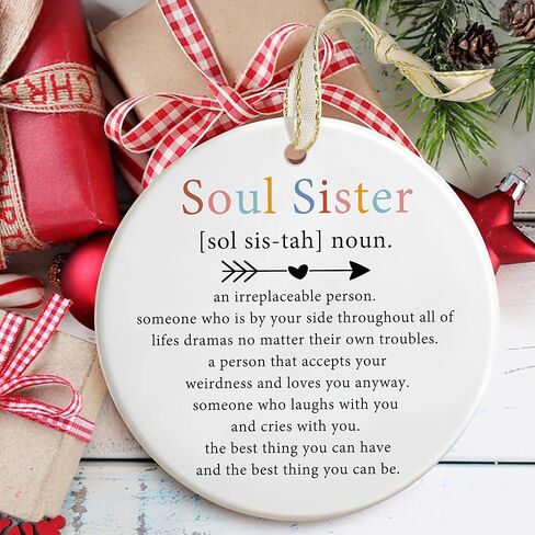 Friendship Christmas Ornaments - Best Friend & Soul Sister - Irreplaceable Gifts for Friends in Saudi Arabia