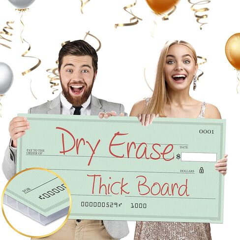 Giant Dry Erase Check - 16" x 32", Reusable Big Oversized Blank Check for Presentation - Great Photo-Op for Fundraisers, Charity & Donation Events in Kuwait
