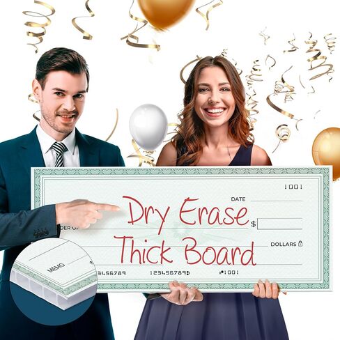 Giant Dry Erase Check - 16" x 32", Reusable Big Oversized Blank Check for Presentation - Great Photo-Op for Fundraisers, Charity & Donation Events in Kuwait