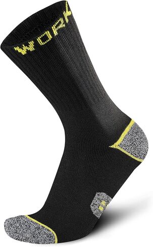 1 Pair Mens Work Socks, Padded Reinforced Breathable Black Crew Socks for Men, DuraFlex Tech Fabric, Multiple Size in Saudi Arabia