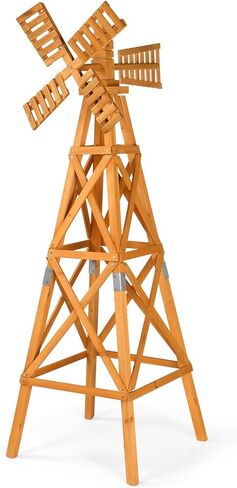 Wooden Windmill, Weather-Proof Wind Spinner, Outdoor Wind Mill for Garden Lawn Patio Decoration (White, Large) in Kuwait