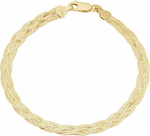 سوار Kooljewelry من الذهب الأصفر عيار 10 قيراط بخمسة ضفائر متعرجة (5 مم، 7.5 بوصة) in Saudi Arabia