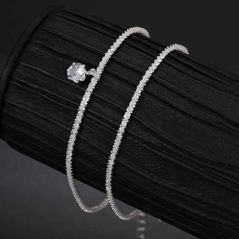 Dainty 925 Sterling Silver Bracelet Set, 2PCS Paper Clip & Multi-Layer Chain Bracelets for Women, Minimalist Stackable Jewelry Gift for Party Daily Wear in Saudi Arabia