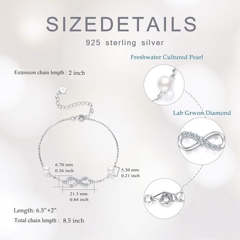 Sterling Silver 0.2 Cttw Lab Grown Diamond Infinity Bracelet for Women, Jewelry Gifts for Her, 6.5-8.5 Inches in Saudi Arabia
