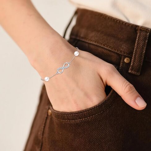 Sterling Silver 0.2 Cttw Lab Grown Diamond Infinity Bracelet for Women, Jewelry Gifts for Her, 6.5-8.5 Inches in Saudi Arabia